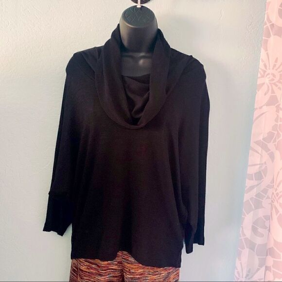 Olivia Moon Black Cowl Neck Dolman Sweater Size Small - Picture 3 of 10